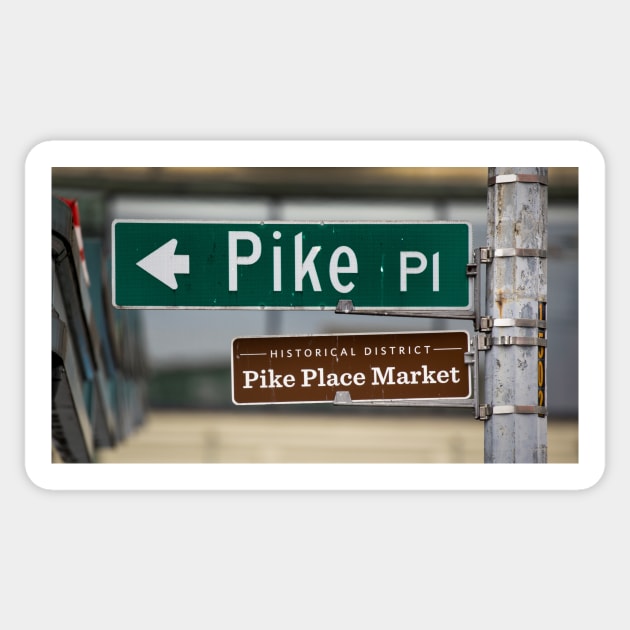 Pike Place Street Sign Sticker by jforno